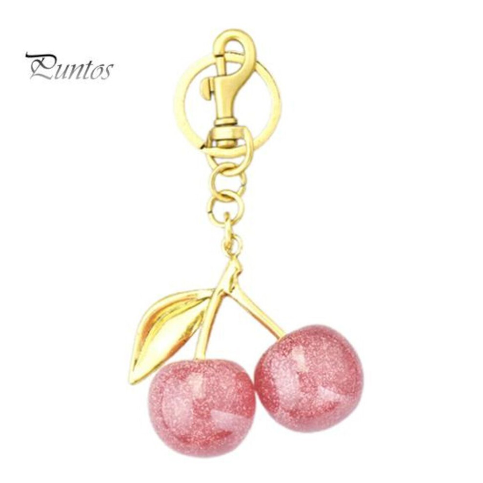 (Other) Sparkling Cherry Keychain Pendant Metal Cherry Bag Key Ring Charm Car Bag Handbag Purse Key Accessory