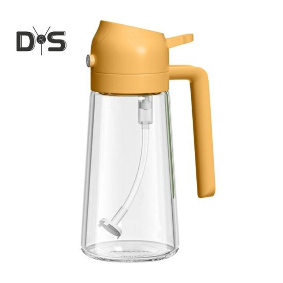 (yellow) Oil Sprayer Bottle For Kitchen 2 In 1 Glass Oil Dispenser And Sprayer 600ml Olive Oil Bottle For Cooking Salad Barbecue
