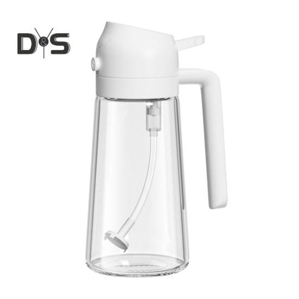 (beige) Oil Sprayer Bottle For Kitchen 2 In 1 Glass Oil Dispenser And Sprayer 600ml Olive Oil Bottle For Cooking Salad Barbecue