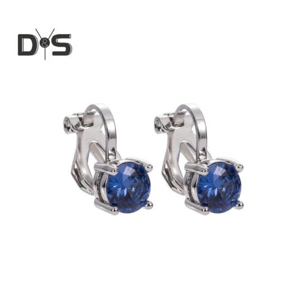(dark blue) 1 Pair Clip Earrings Non-irritation Anti-oxidation Fashionable Jewelry Rhinestone Earrings Ear Clips Decorations For Women