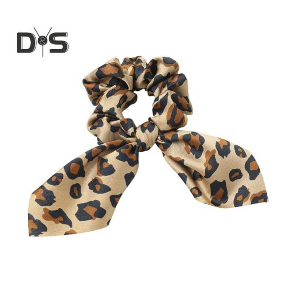 (coffee) Rabbit Ear Hair Ring Leopard Print Smooth Satin Hair Tie High Elastic Scalp Protection Hair Scrunchie Hair Accessory