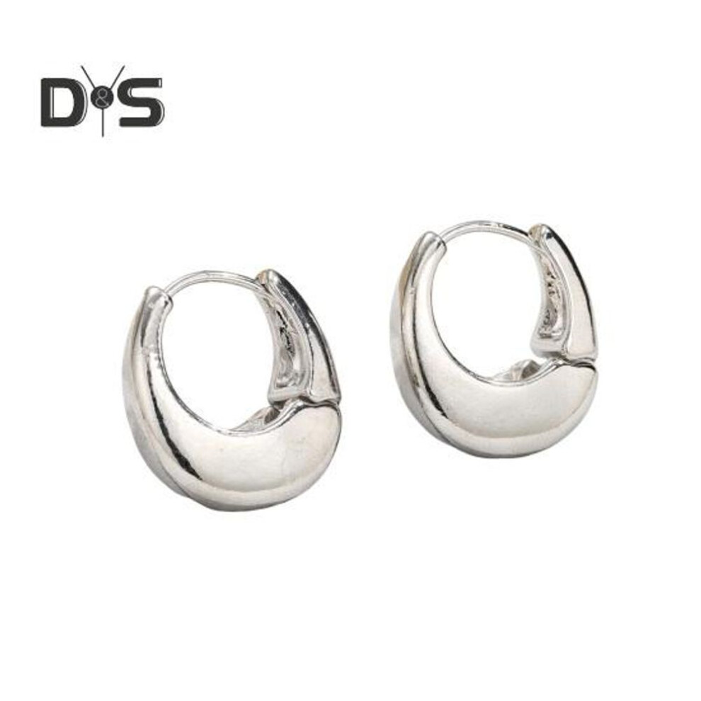 (silver) Chunky Gold Ear Cuff Earrings for Women Minimalist Oval Earrings Cartilage Stud Huggie Hoop Earrings