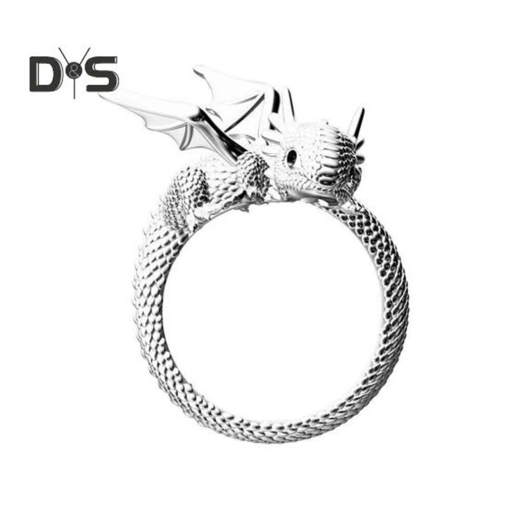 (silver) Vintage Punk Rings For Women Men Gothic Rings Flying Dragon Gothic Rings Alloy Open Adjustable Rings Jewelry