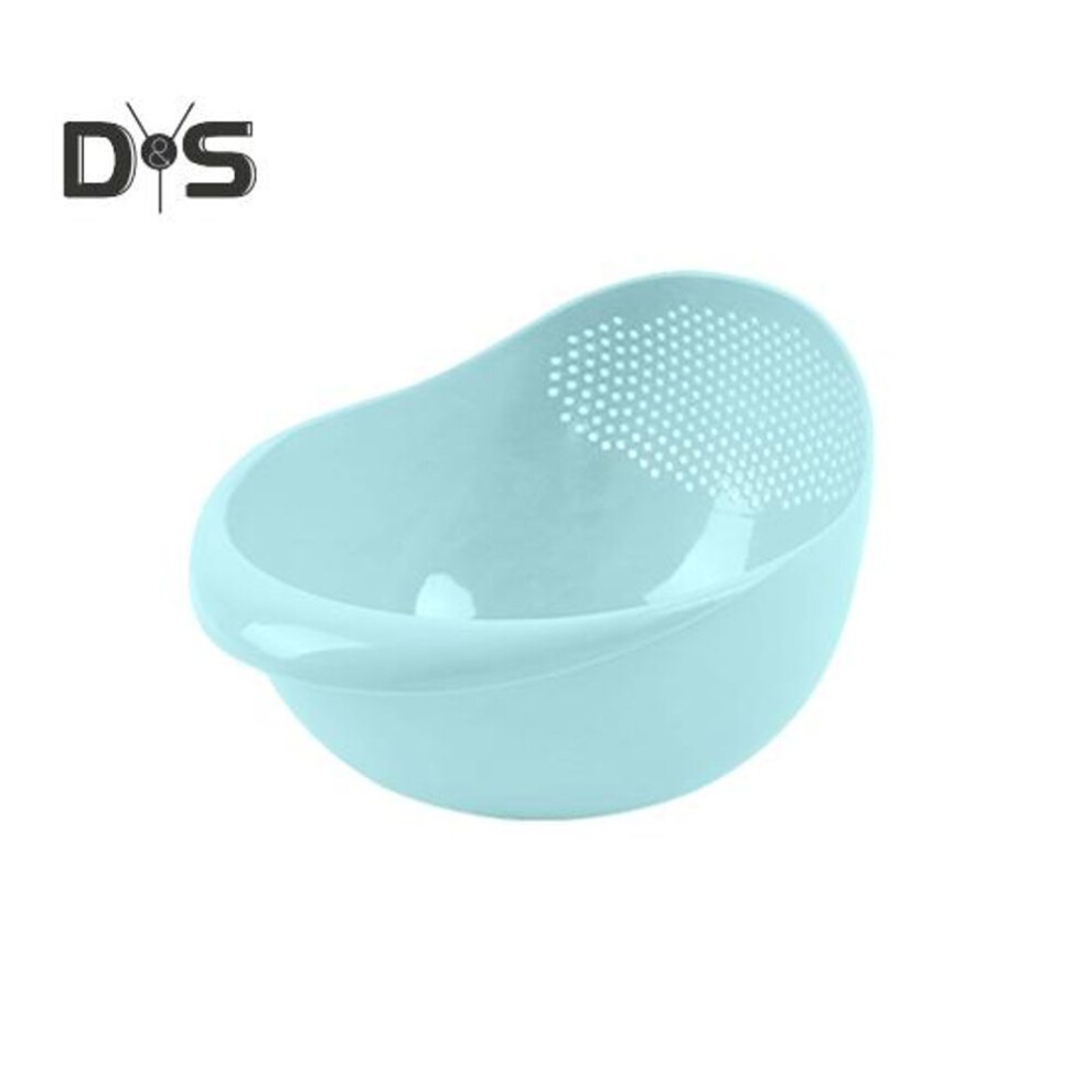 (blue) Rice Rinser Strainer 24oz Capacity Bpa-free Food Strainer Fruit Bowl With Handle Multifunctional Washing Basket Organizer For Kitchen