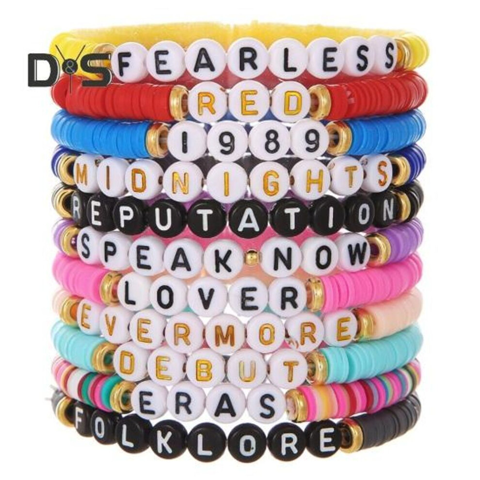 (as the picture, A) Taylor Swift Inspired Bracelet Set Handmade Adjustable Stretch Stone Beaded Jewelry For Concerts Gifts