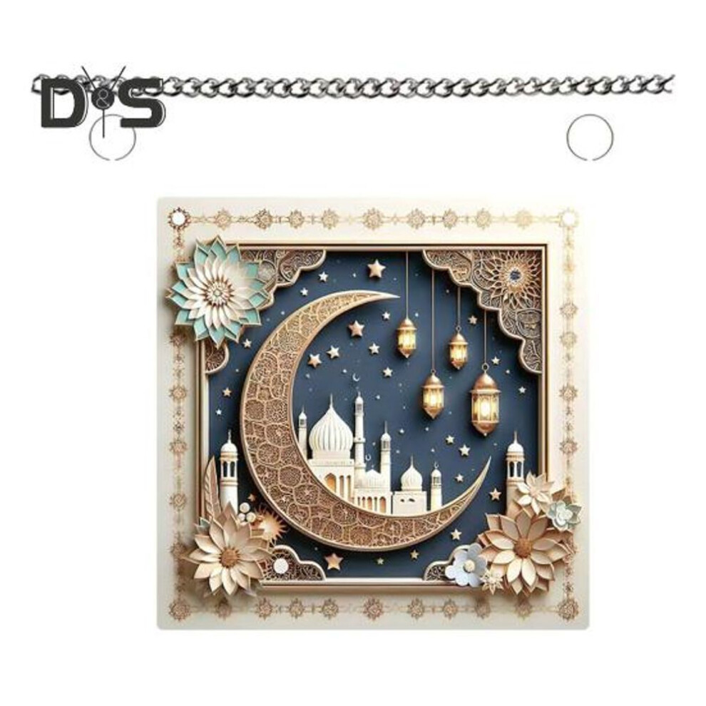 (as the picture, Square) Eid Mubarak Door Sign Moon Star 2d Acrylic Pendant Islamic Ramadan Decoration Door Hanging Sign For Ramadan Mubarak Eid Decorations