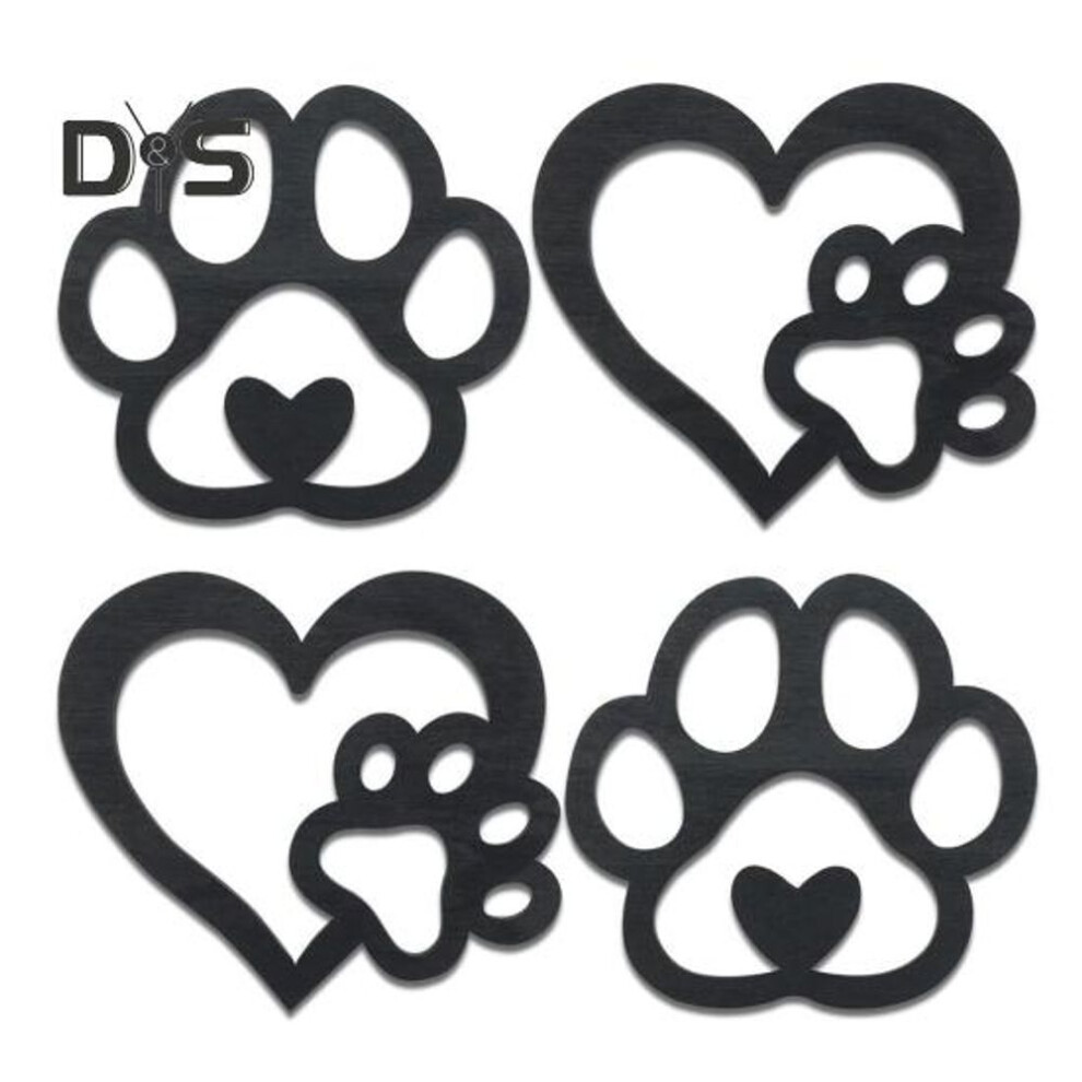 (as the picture, A) 4 Pcs Dog Paw Print Decorations Wooden Pet Paw Prints Wall Art Decorations Puppy Cat Paw Print Signs for Home Bedroom Dog Room Decor