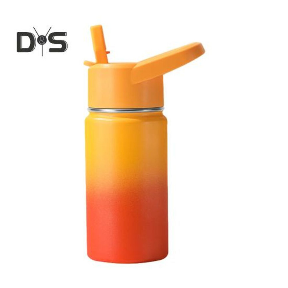 (orange,yellow, 350ml) 350ml Vacuum Bottle With Straws Insulated Stainless Steel Water Bottle For School Leak-proof Toddler Water Cup For Boys Girls Outdoor Adventures