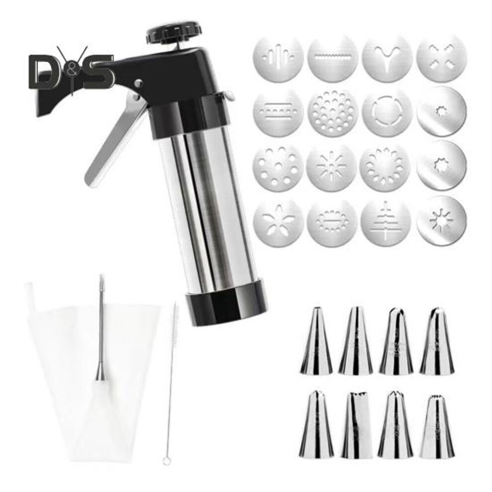 (as the picture, C) Churro Maker Machine with Piping Piping Tips And Bag Stainless Steel Easy to Fill Fritters Making Kit with Cleaning Brush for Making Churro