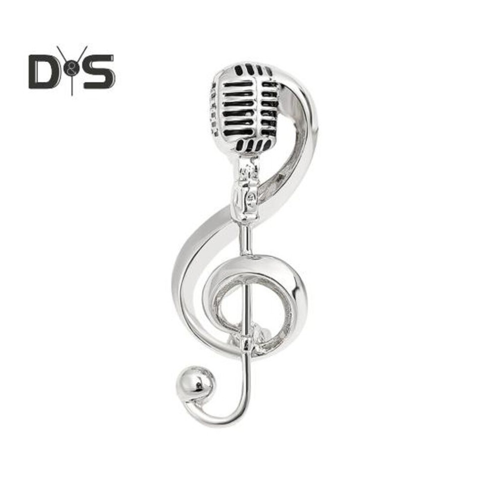 (silver) Musical Note Brooch Shiny Diamond-set Alloy Clothing Accessories Brooch Pins Simple Corsage For Women