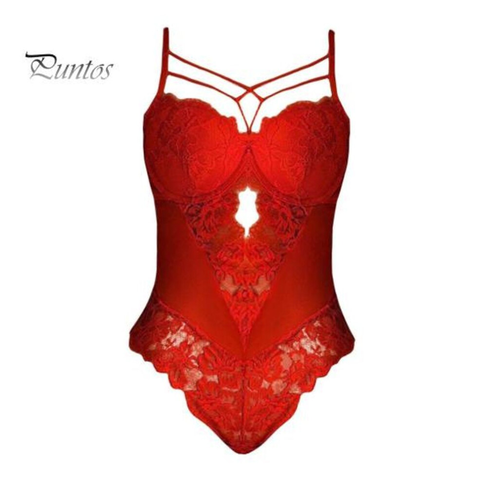 (red, M) Sexy Lace Bodysuit Ultra-thin See-through No Pads Or Underwire Elastic Material For Perfect Fit Ideal For Bedroom Daily Wear