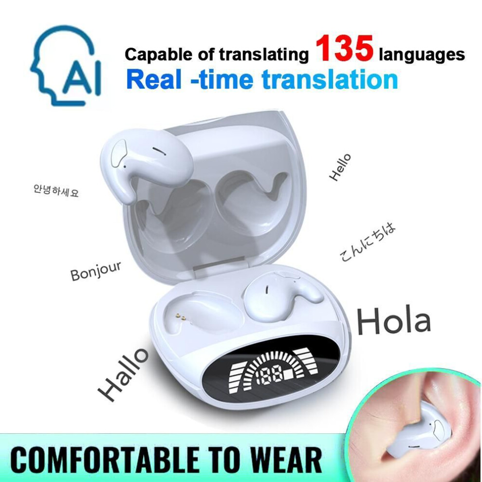 (white) AI Translation Earbuds Real-Time Translators Headphones 135 Languages Voice Translator Wireless Bluetooth 5.3 Headsets  Noise Canceling Earphones
