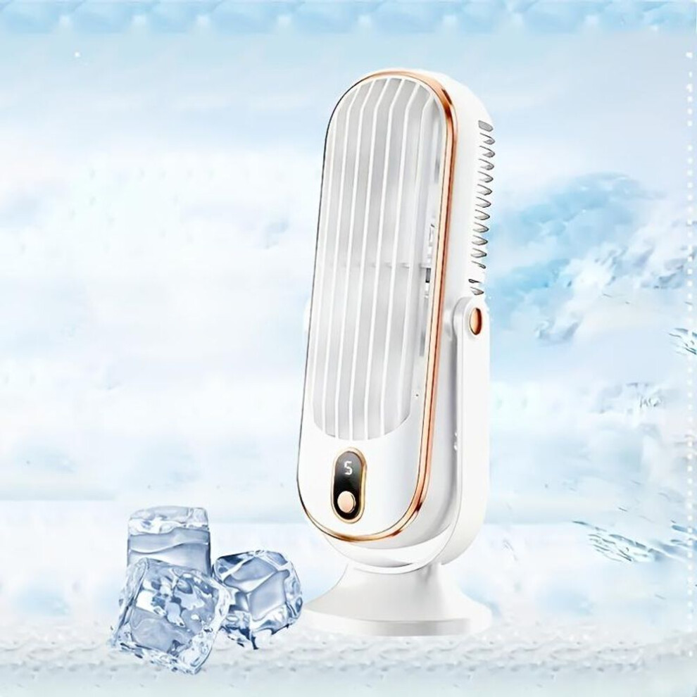 (white) 1pc, Rechargeable Portable Fan, Large Battery Dual Motor Home Compact Air Cooler, 5 Speed Air Cooling Fan 720 Surround Blower