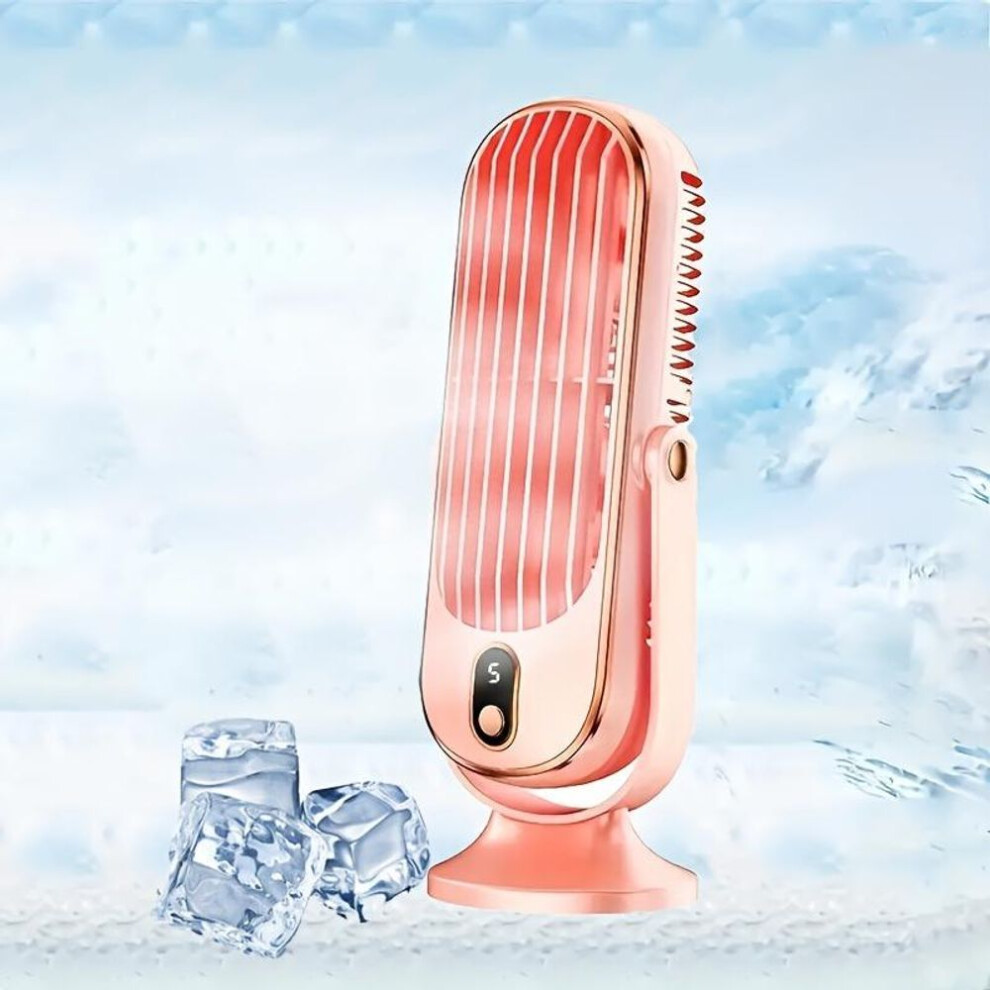 (pink) 1pc, Rechargeable Portable Fan, Large Battery Dual Motor Home Compact Air Cooler, 5 Speed Air Cooling Fan 720 Surround Blower