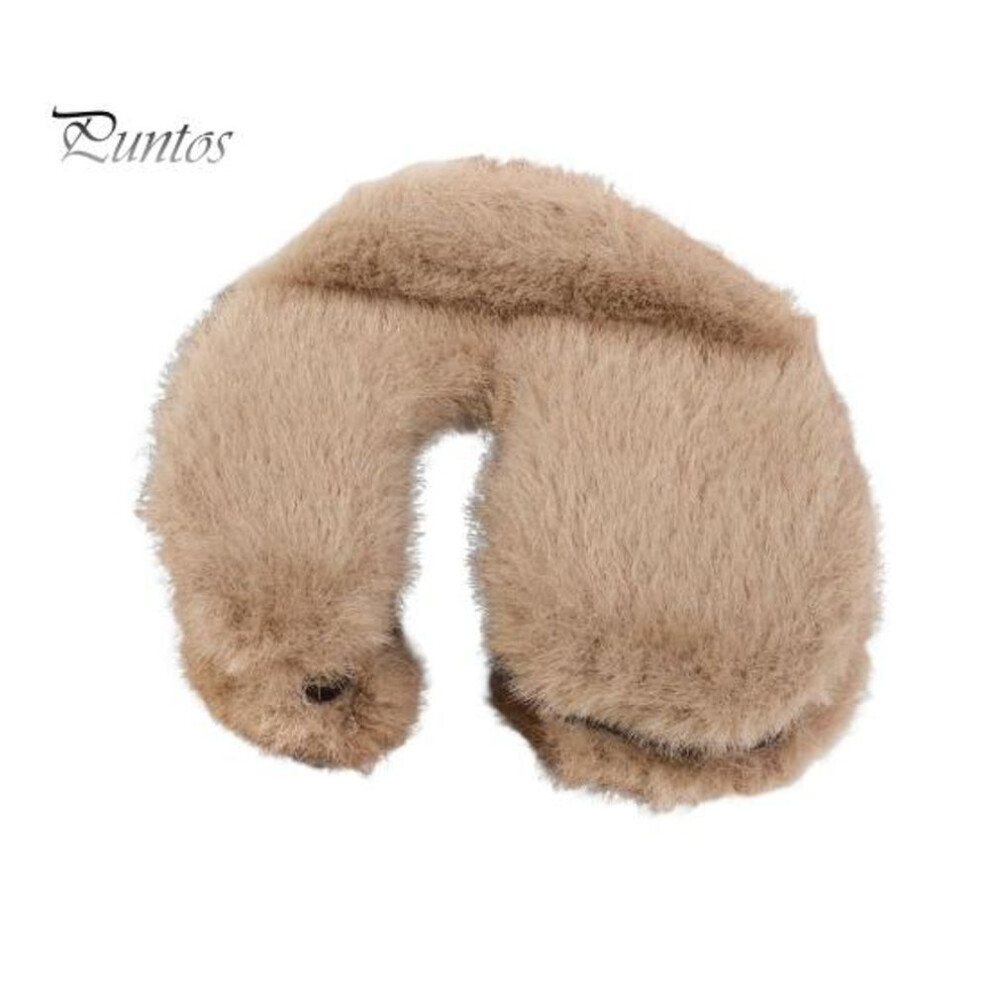(brown) Women Hair Clip U-shaped Back Head Hair Claw Autumn Winter Plush Cover Small Shark Clip Strong Grip Party Hair Decoration