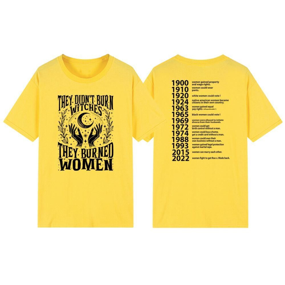 (XXL, yellow) They Didn't Burn Witches They Burned Women T-shirt Feminist Witch T Shirt Short Sleeve Graphic Tees Women's Rights Tshirt Tops