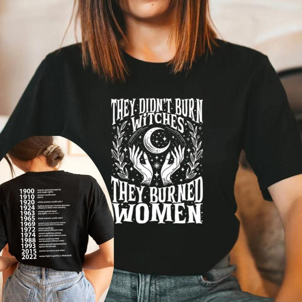 (XXL, black) They Didn't Burn Witches They Burned Women T-shirt Feminist Witch T Shirt Short Sleeve Graphic Tees Women's Rights Tshirt Tops