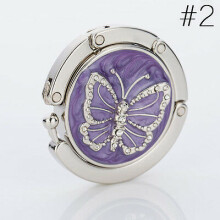 (Purple) Folding Handbag Portable Tote Butterfly Hook Table Hanger Bag Holder New