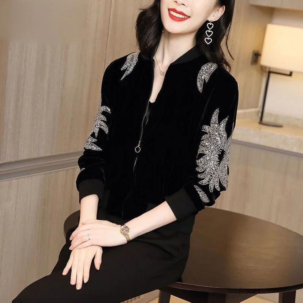 (black, S) Women Long Sleeve Jackets Fashion Spring High Quality Baseball Coats Women Casual Slim Ladies Jackets Clothes