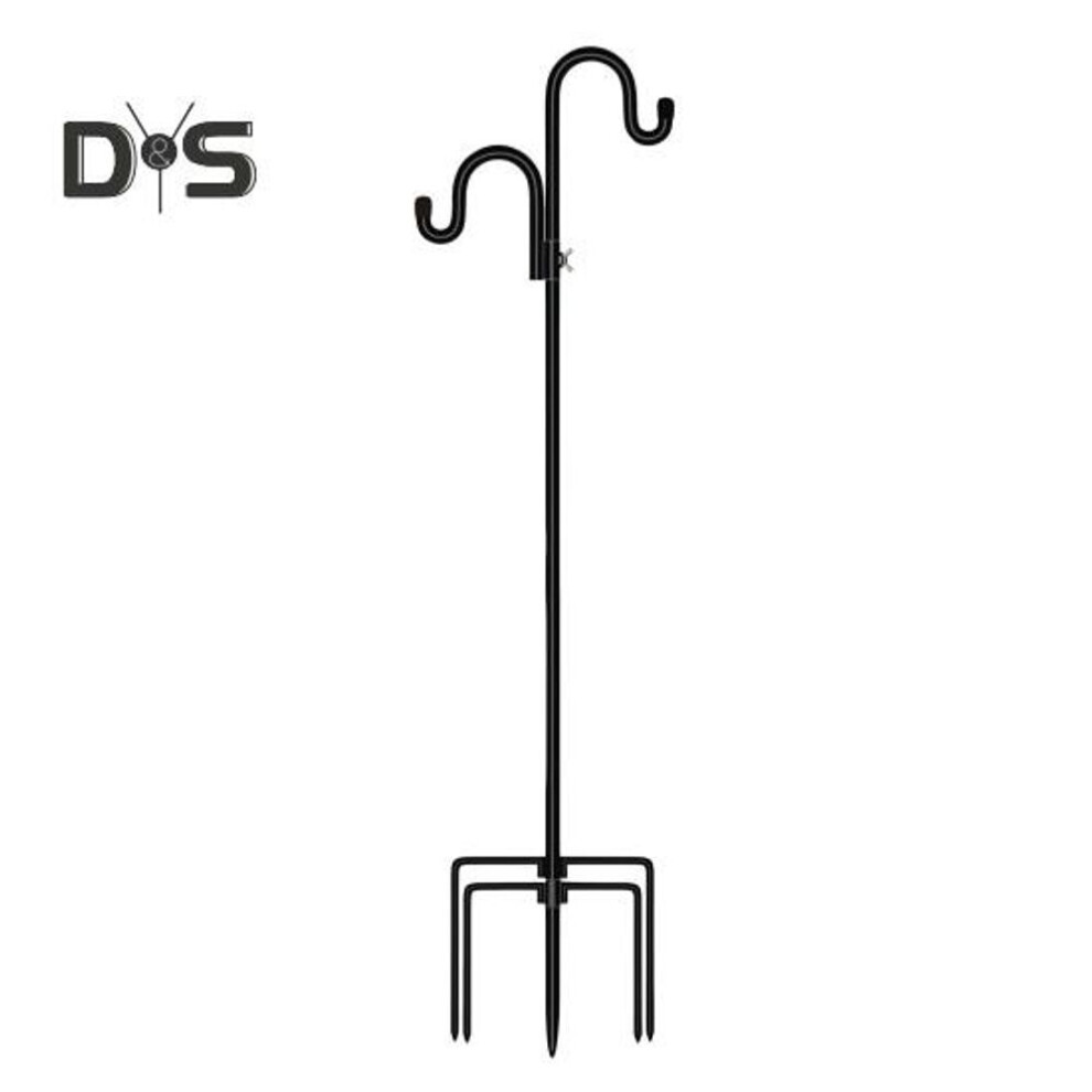Heavy Duty Shepherd Hook 5 Prong Base Garden Hook Stake Rust-proof Multifunctional Standing Pole Hook for Bird Feeder Lanterns Flower Baskets