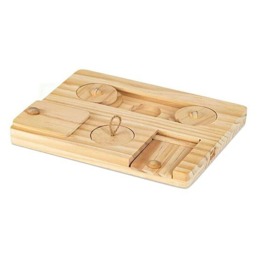 Guinea Pig Foraging Toy Hamster Wooden Interactive Enrichment Toy Small Animal Puzzle Treat Dispenser for Rabbits Rats Chinchillas