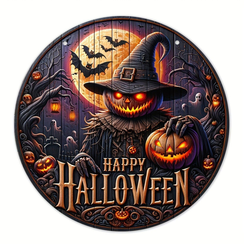 (Dark Purple,30*30Cm/11.81*11.81In)Calabaza De Madera De Halloween Truco O Trato DecoracióN Casa Embrujada Colgantes Puerta-image