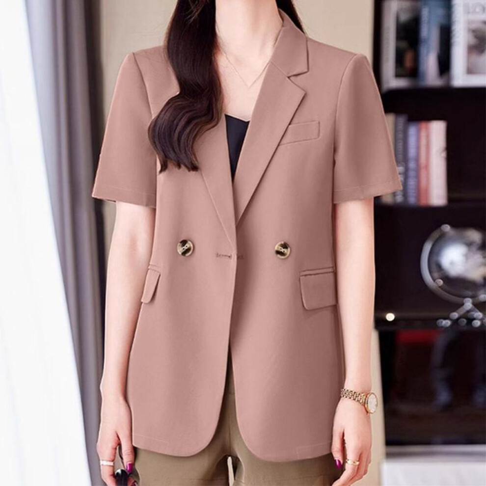 (pink, XL) ZANZEA Women Turn Down Collar Short Sleeve Loose Thin Cardigans