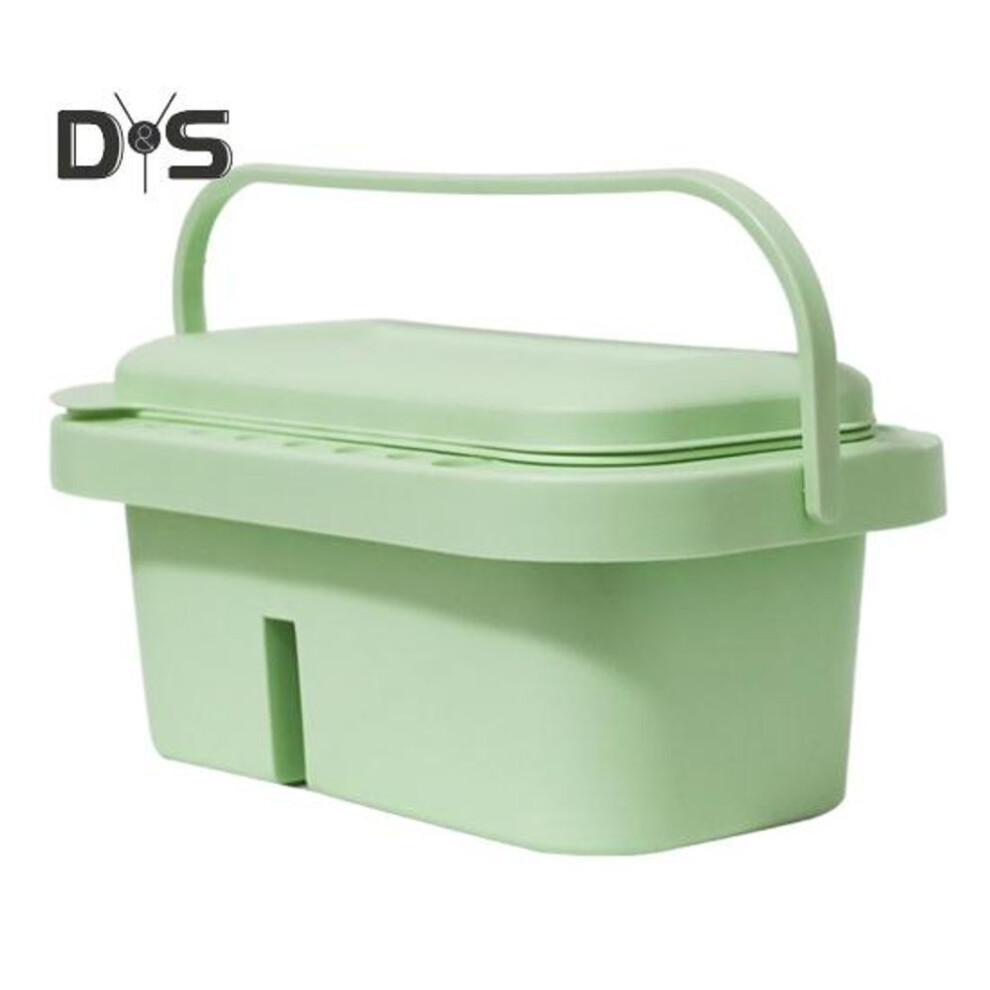 (green) Pen Washing Bucket 3-in-1 Brush Cleaner Washer With Palette Lid 16-hole Brush Rack Portable Painting Tool Basin Holder Tray For Artists Kids Beginners