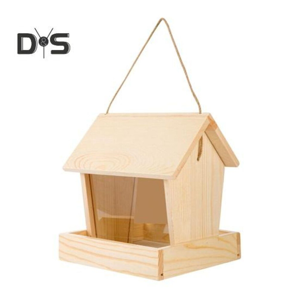 Wooden Bird Feeder Outside Hanging Wild Bird Feeder House Squirrel Proof Bird Feeder Mealworm Feeder for Cardinals Finches Bluebird