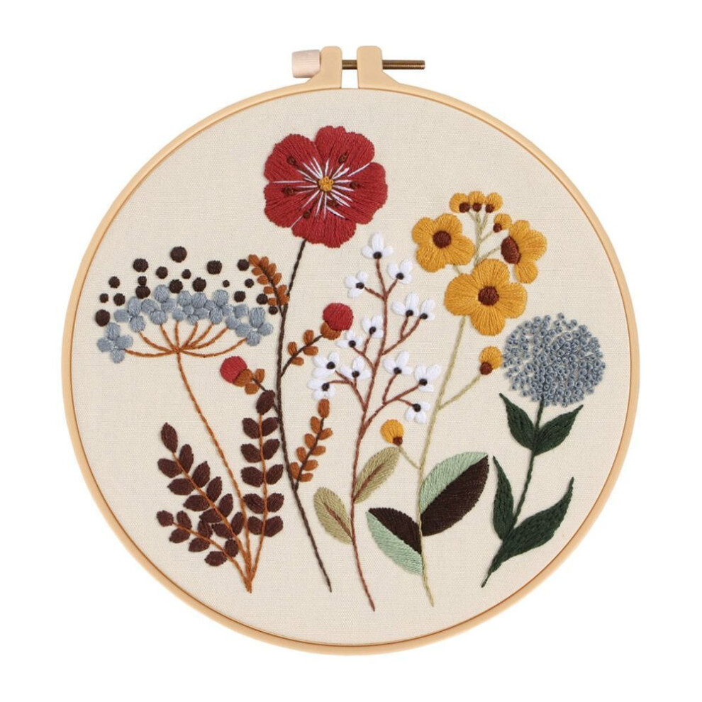 (A) Diy Embroidery Hoops Threads Home Decoration Flower Embroidery Kit Cross Stitch Needlepoint Kit