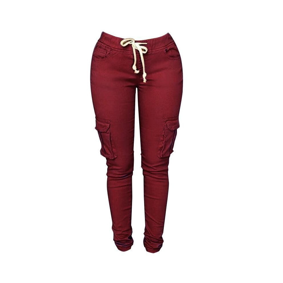 (Wine red, M) Sexy Women Fashion High Waist Stretch Slim Casual Pants Pocket Trousers Pencil-image-OPC-PH6FZPQ-NEW