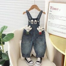 (black, 110cm) Spring Autumn Children Clothes Baby Boys Girls Cartoon Denim Pants Overalls Infant Outfit Kids Fashion Casual