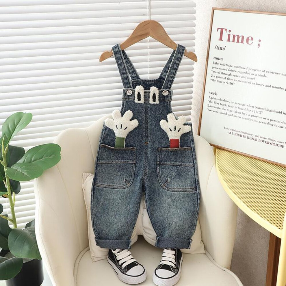 (black, 110cm) Spring Autumn Children Clothes Baby Boys Girls Cartoon Denim Pants Overalls Infant Outfit Kids Fashion Casual