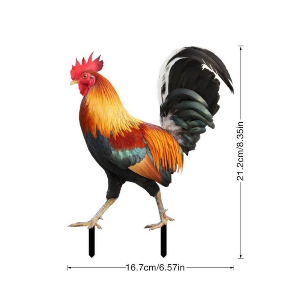(multicolor, Style 2) Animal Chicken Statues Acrylic Rooster Yard Chicken Outdoor Garden Stakes Rooster Garden Decor for Patio Lawn Ornament, Rooster Stakes - Flat Not 3D