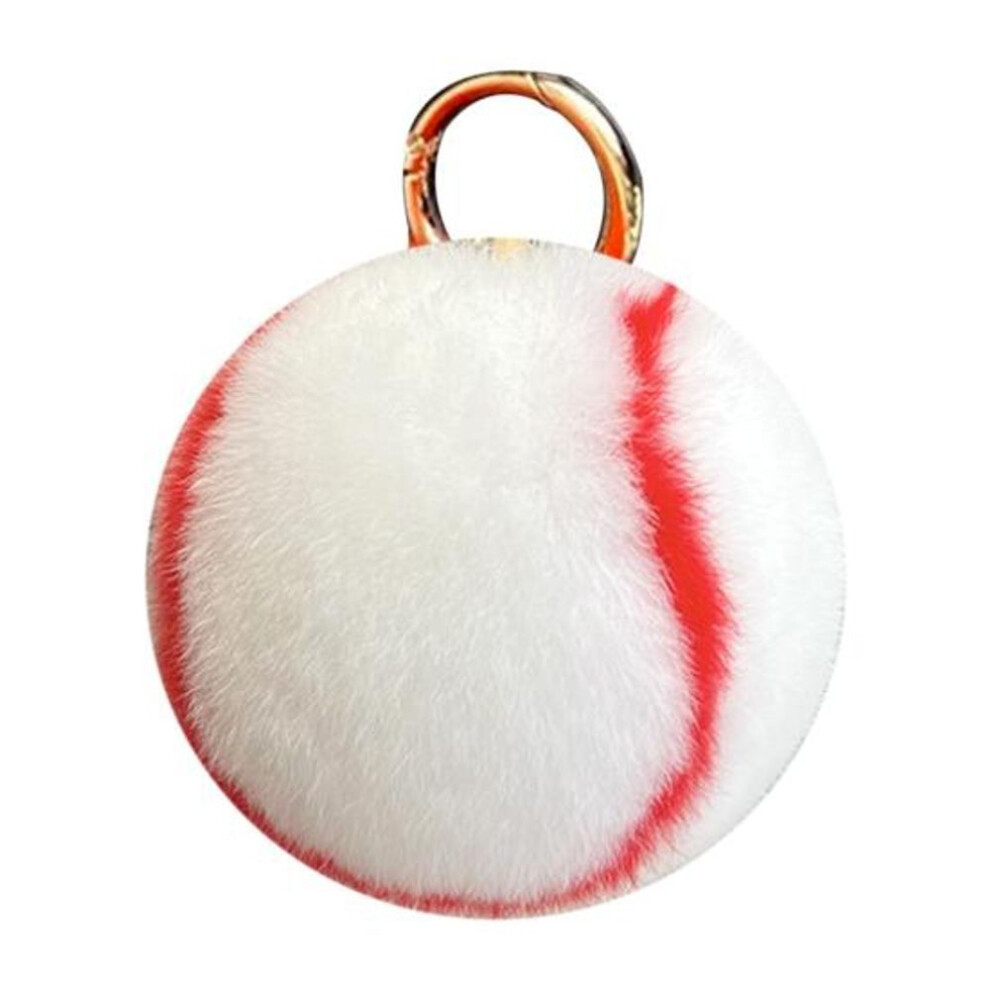 (Other) Tennis Ball Plush Keychain Real Rex Rabbit Fur Pendant Novelty Sports Fans Gift Durable Soft Compact Multi-Functional Decoration for Backpack Keys