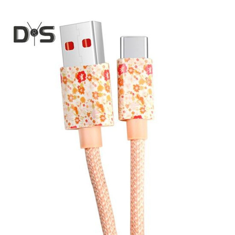 (light pink, 3M) USB Type C Cable 5A Fast Charging for Huawei Data Line with High-Speed Flash Charging Safety Protection Cord for Home Office Travel