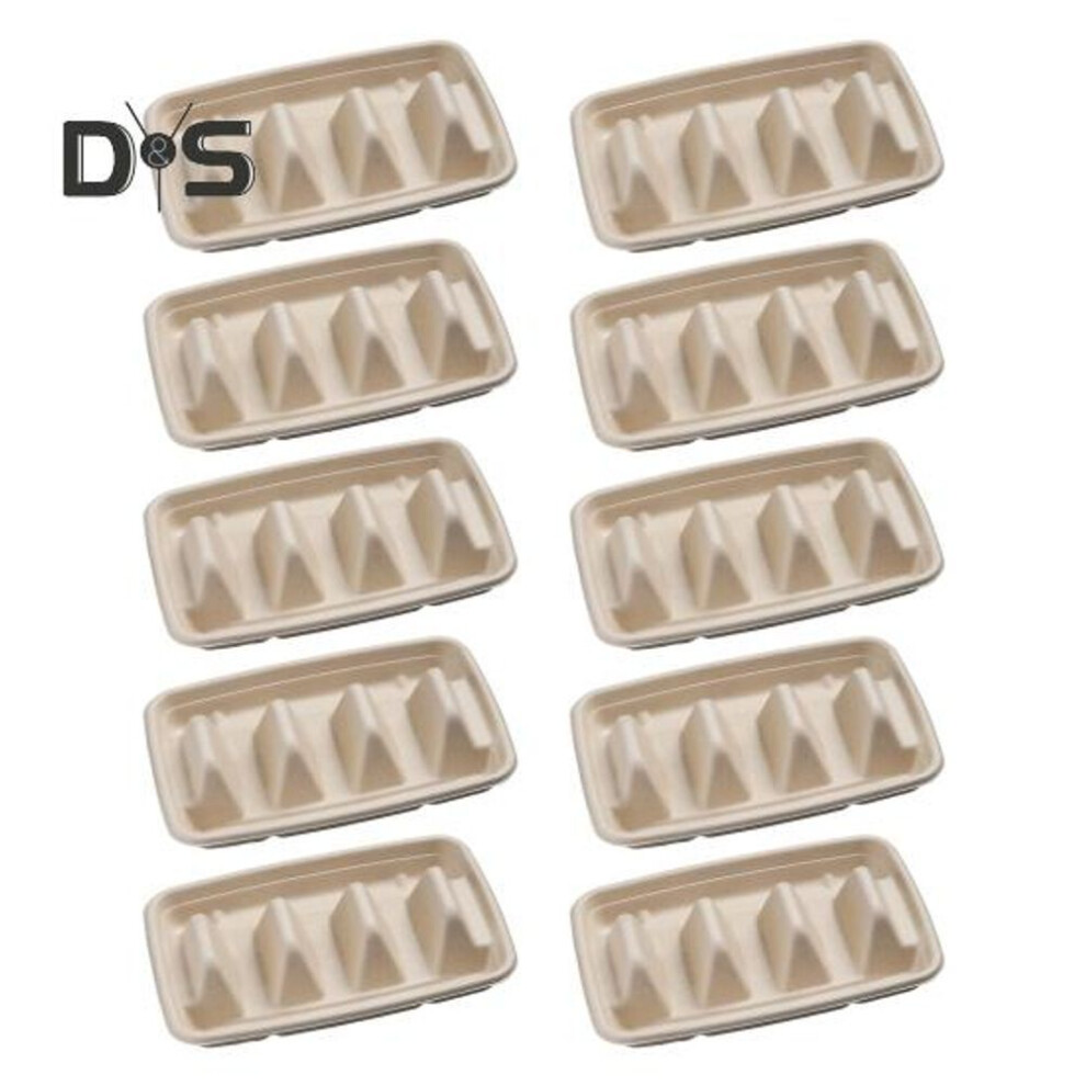 (as the picture, 10 pcs) 10/20Pcs Disposable Taco Holders for Parties Sturdy Taco Tray Holder with Dividers Eco-Friendly Taco Plates Packaging Box for Events Taco Bar Serving