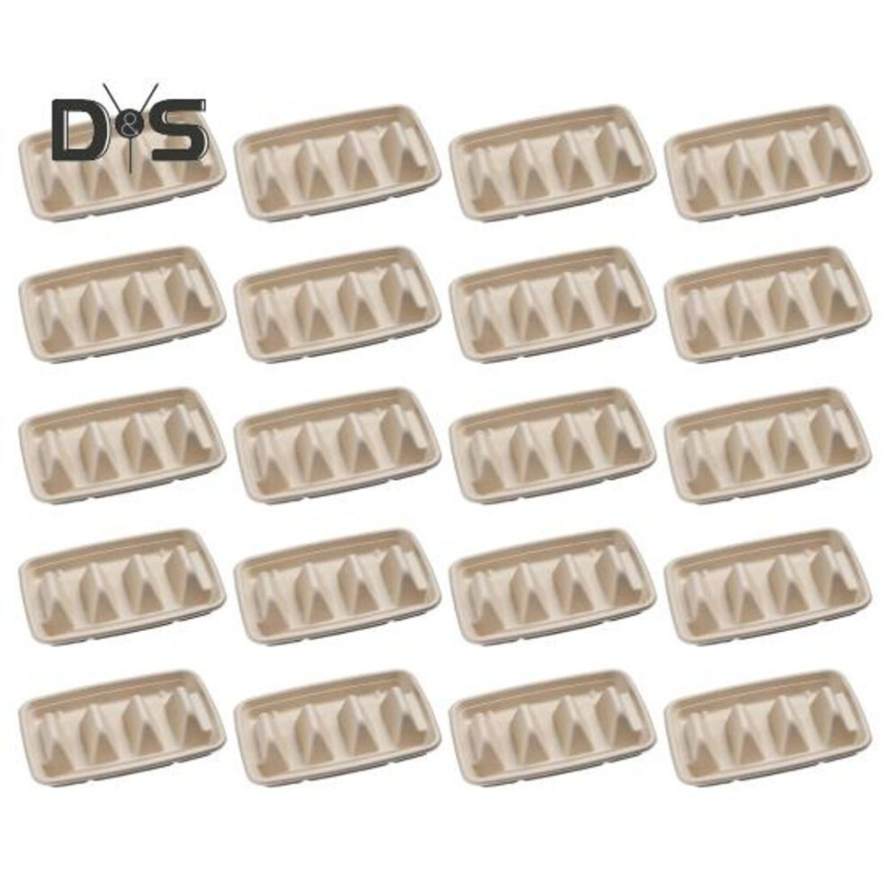 (as the picture, 20PCS) 10/20Pcs Disposable Taco Holders for Parties Sturdy Taco Tray Holder with Dividers Eco-Friendly Taco Plates Packaging Box for Events Taco Bar Serving