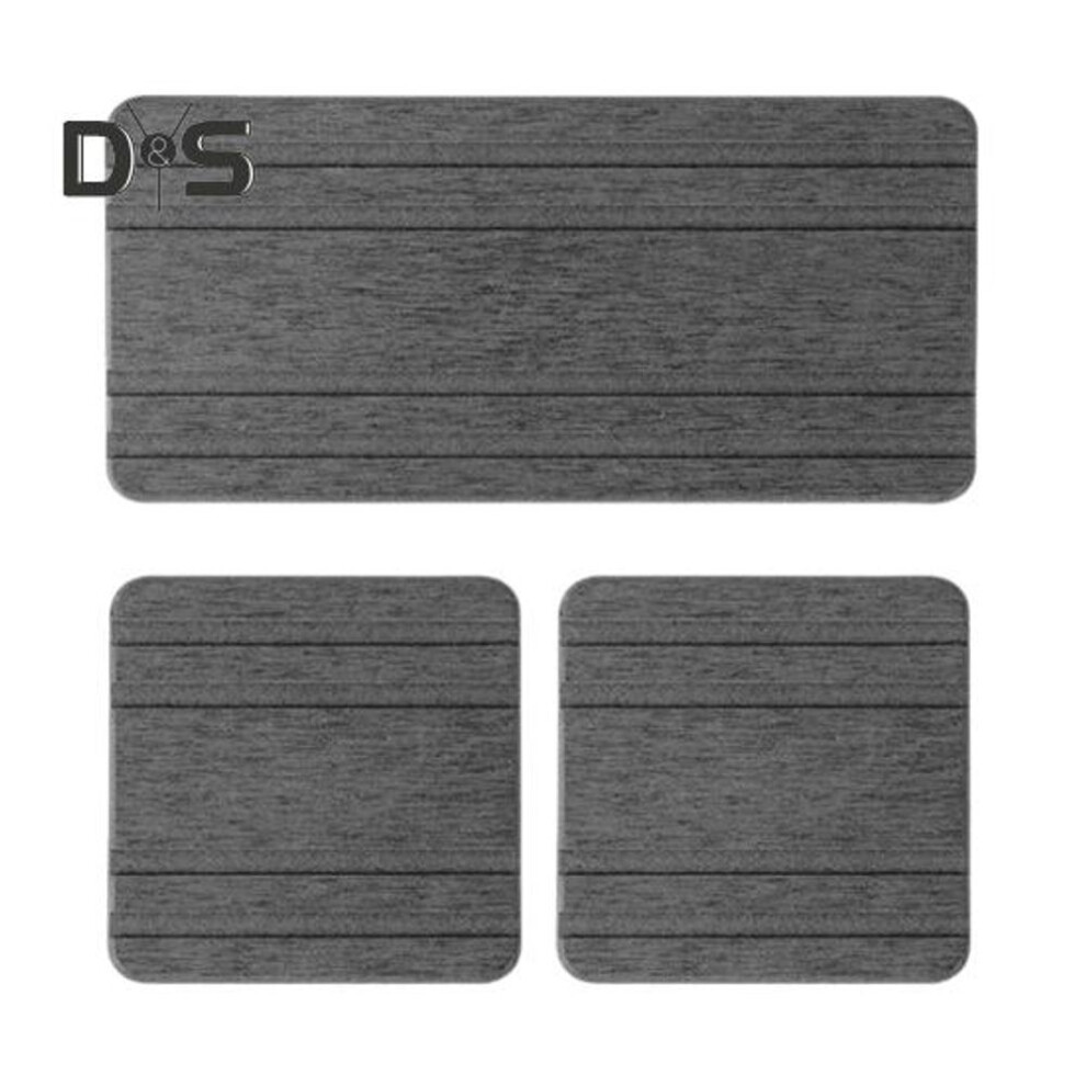 (dark gray) 3pcs Water Absorbing Stone Tray Stripe Design Quick Drying Sink Drain Mat Anti-slip Soap Holder Kitchen Bathroom Vanity Trays