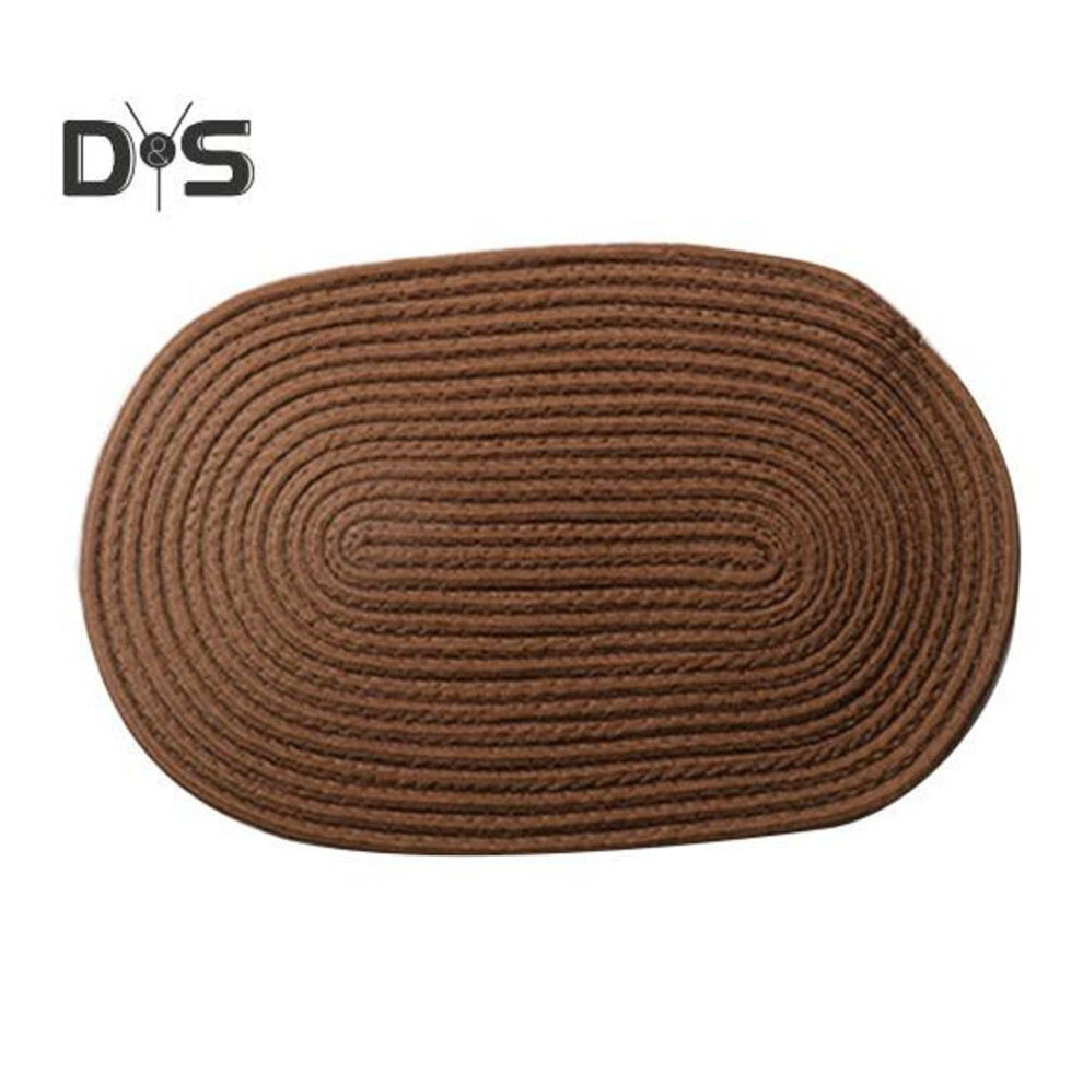 (dark brown, S) Woven Floor Mat Colorblock Entrance Rug Indoor Door Mat Anti-skid Farmhouse Style Oval Rug Braided Kitchen Rug Reversible Carpet .