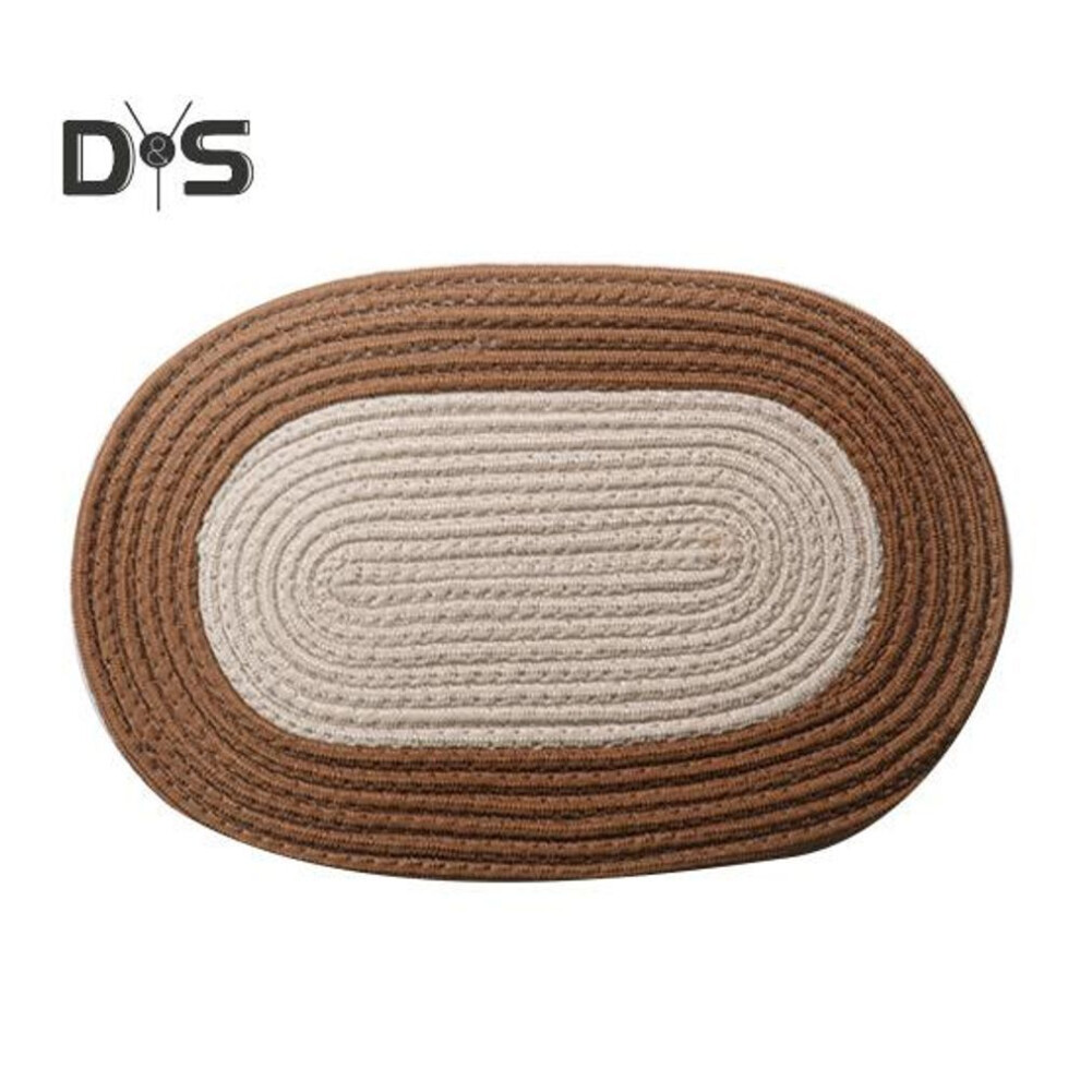 (brown, S) Woven Floor Mat Colorblock Entrance Rug Indoor Door Mat Anti-skid Farmhouse Style Oval Rug Braided Kitchen Rug Reversible Carpet .