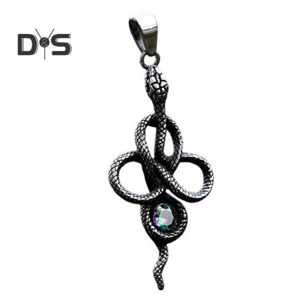 (as the picture, E) Stainless Steel Snake Pendant Vintage Snake Necklace Pendant Rust-proof Coiled Snake Pendant For Gothic Jewelry Necklace