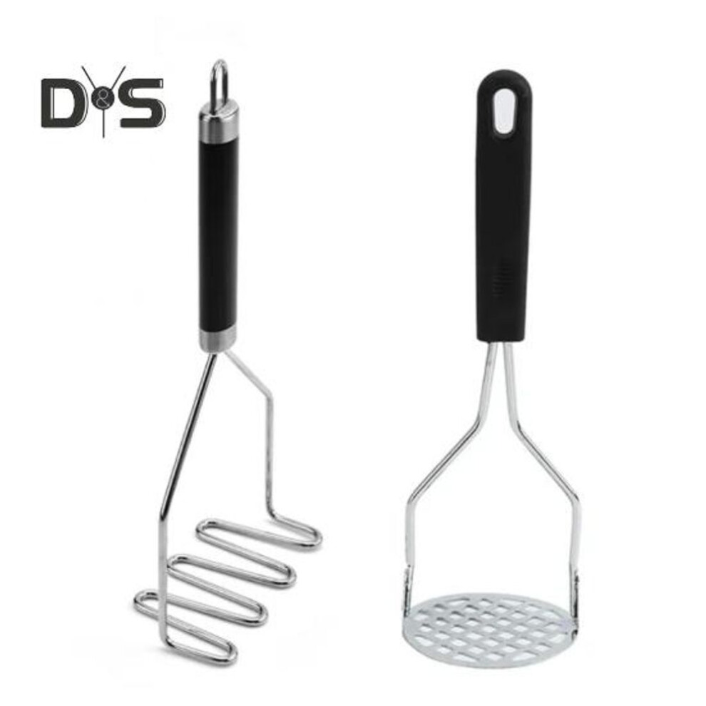 (as the picture, Sets) 1/2pcs Potato Masher Set Stainless Steel Potato Press Professional Integrated Honeycomb Design Food-grade Kitchen Utensil For Vegetable Fruit Melon