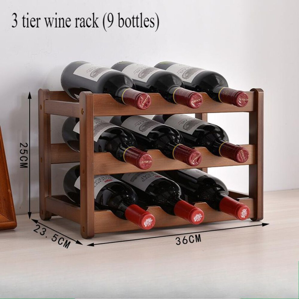 (as the picture, 3 tier wine rack) Creative Wine Rack Home Wooden Red Wine Wine Modern Style Simple Storage Rack Countertop Wine Rack Lattice Decoration Home