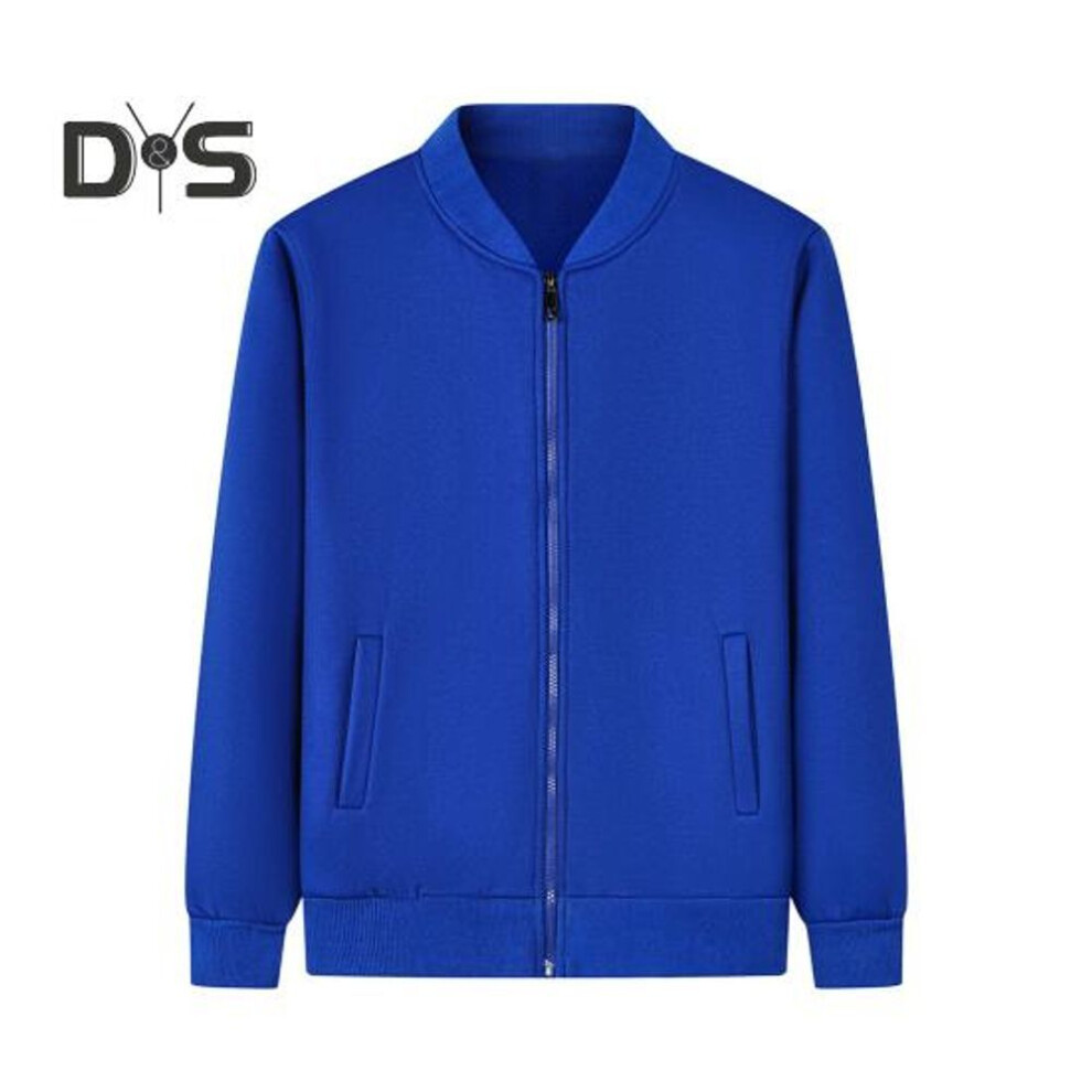 (M, royal blue) Unisex Coat Stand Collar Zip-up Carrdiagn Long Sleeves Elastic Cuff Hem Pure Color with Pocket Gym Enthusiasts Baseball Sport Jacket Daily Wear Work