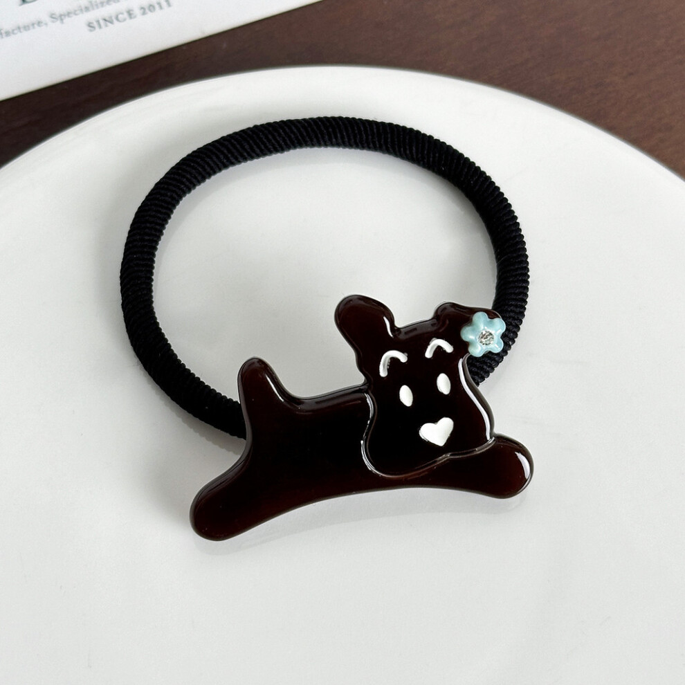 (Dark Brown Tie) Acetate Cute Dog Clips And Scrunchies For High Ponytails Hairstyles Fun And-image-OPC-PH6GGYB-NEW