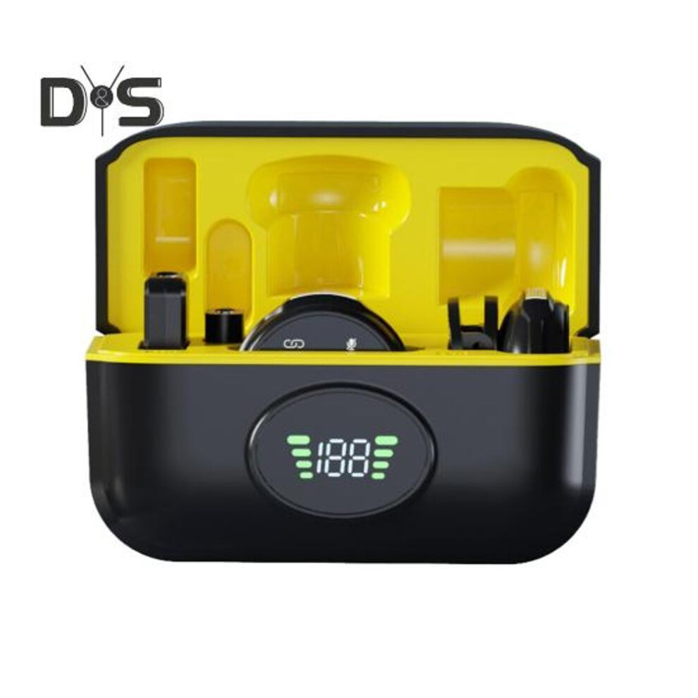 (black,yellow) Wireless Lavalier Microphone Noise Reduction Ultra-Clear Sound Pickup 360-Degree Recording Lapel Microphones