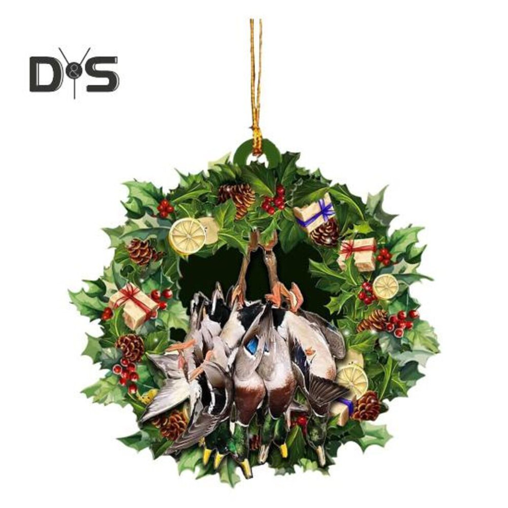 (as the picture, B) Hanging Duck Christmas Tree Pendant 2d Flat Waterfowl Wooden Ornaments Duck Hunting Car Accessories Xmas Home Decor