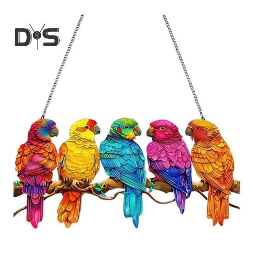 Acrylic Tree Parrot Decor Colorful Parrot Bird 2d Flat Art Christmas Tree Ornament For Home Office Garden Decor