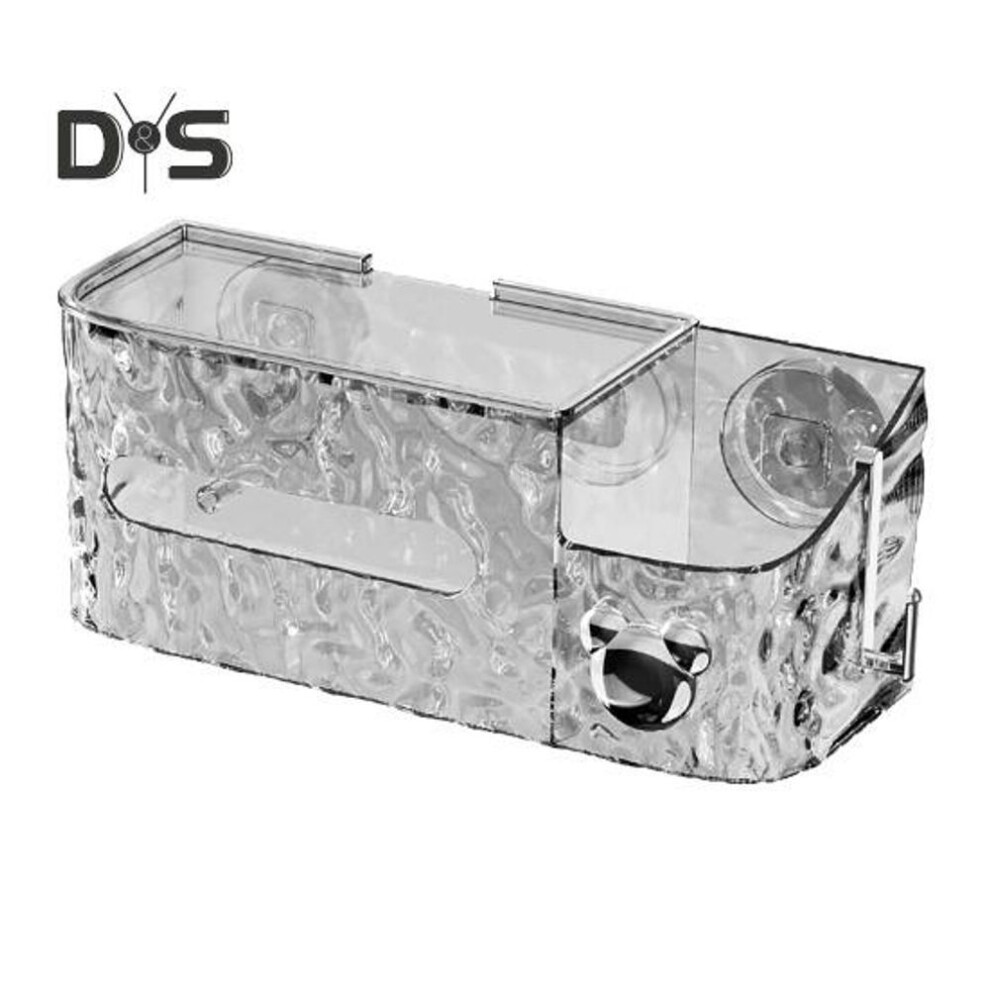 (grey) Clear Shower Caddy Tissue Box Holder Large Capacity Smooth Texture Paper Dispenser Wet Wipes Storage Container
